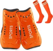 RRP £64 Set of 8 x Homo Trends Football Shin Pads, Soccer Shin Guards with Socks