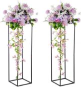 RRP £59.99 Flower Stand Wedding Centrepieces for Tables - 2 Pcs Black Column Vases with Metal