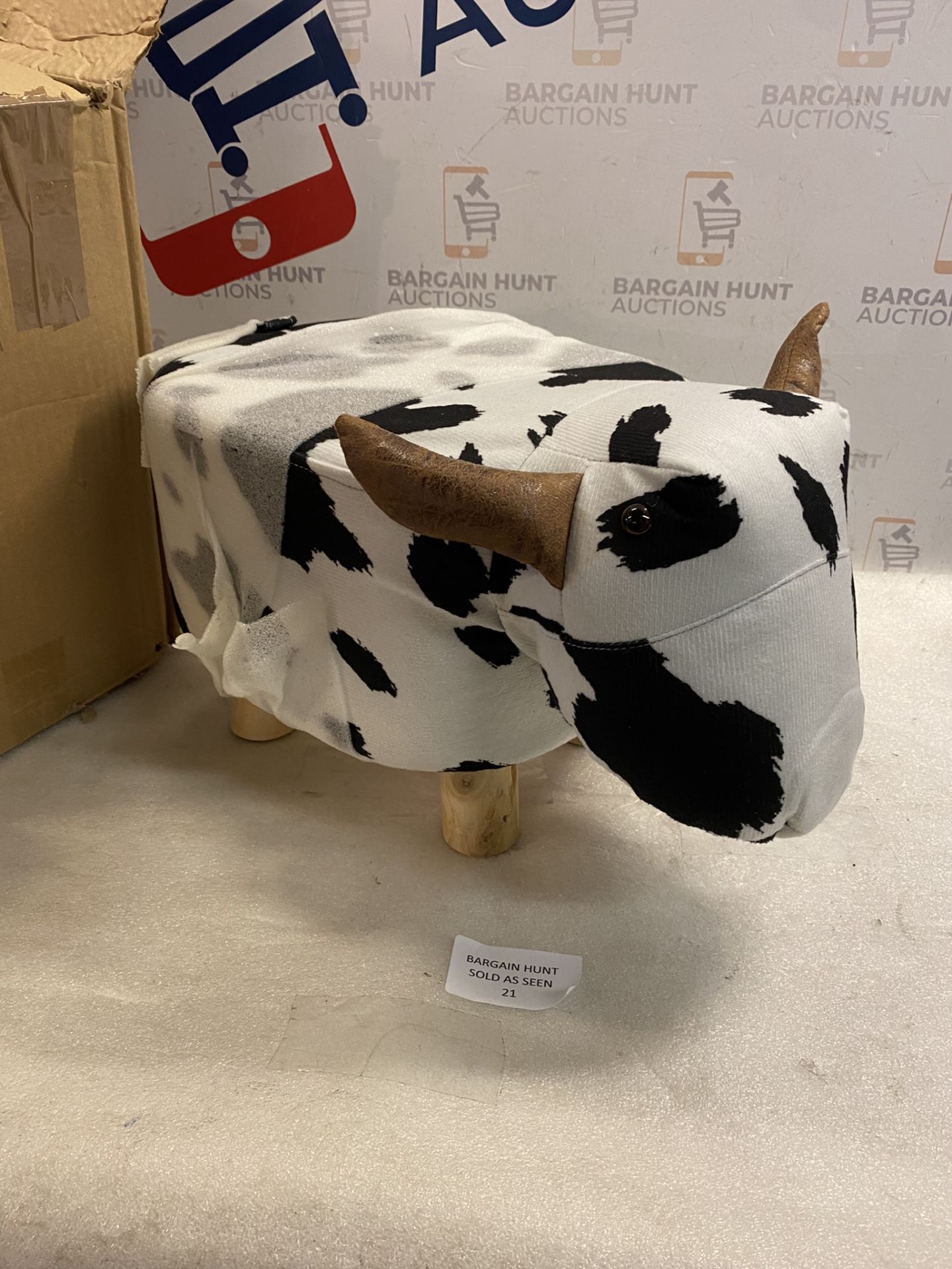 RRP £25.99 Avos-Deals-Global - Black & White Cow Shaped Footstool, Upholstered Ottoman Footrest - Image 2 of 2