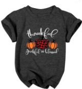 RRP £36 Set of 2 x Thankful Grateful Blessed Tshirts Holiday Tee Tops Grey, Large