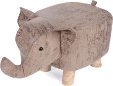 RRP £25.99 Avos-Deals-Global Brown Elephant Shaped Footstool, Upholstered Ottoman Footrest Décor,