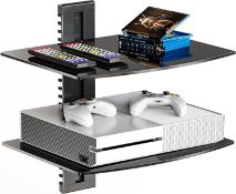 RRP £23.99 Suptek Glass Floating Shelves, TV Wall Mount with Shelf for DVD Player / PS4 / Cable