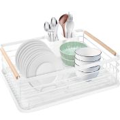 Nestling Dish Drainer Stainless Steel Dish Drying Rack with Cutlery Basket
