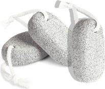 RRP £28 Set of 4 x 3-Pieces Pumice Stone Natural Foot Scrubber, Exfoliating Callus Remover for