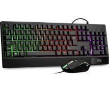 RRP £29.99 Rii Gaming Keyboard and Mouse Set RGB Light Up Keyboard and Mouse