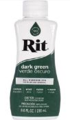 RRP £45 Set of 3 x Rit Dye Liquid 8 OZ Dark Green Liquid
