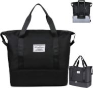 Travel Duffel Bag, 36L Weekend Bag with Trolley Sleeve, Dry&Wet Seperated Large Tote Carry on Bag,