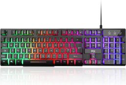 RRP £40 Set of 2 x Rii Gaming Keyboard, RK100 Plus Rainbow LED Backlit Keyboard Mechanical Feeling
