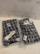 Set of 2 x Aseniza Men's Pyjama Shorts 100% Cotton Lounge Shorts Pj Bottoms w Pockets for Summer,