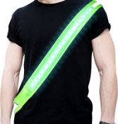 RRP £120 Set of 10 x Ylinge LED Reflective Belt Fluorescent Green Safety Gear for Running Adjustable
