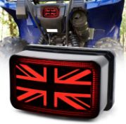 RRP £44 Set of 2 x MOVOTOR ATV Grizzly Tail Light UK Flag Design Brake Tail Light with Red Halo DRL