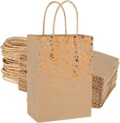 RRP £84 Set of 7 x 24-Pack JZK Brown Kraft Paper Party Gift Bags with Handles Party Treat Bags