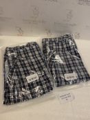 Set of 2 x Aseniza Men's Pyjama Shorts 100% Cotton Lounge Shorts Pj Bottoms w Pockets for Summer,