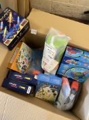 Large Box of Kids Toys, Including Water Guns and Bubble Machines, 14 Pieces