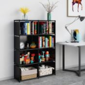 RRP £23.99 JIUYOTREE 5-Tiers Portable Bookshelf with Fabric Cloth at Back, 8 Cube Closet Storage