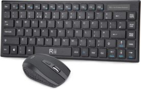 RRP £38 Set of 2 x Rii RK700 2.4Ghz Wireless Keyboard Mouse Combo UK Layout For PC Laptop