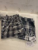 Set of 2 x Aseniza Men's Pyjama Shorts 100% Cotton Lounge Shorts Pj Bottoms w Pockets for Summer, S