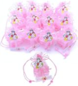 RRP £99 Set of 11 x12-Pack JZK It's a Girl pink mini basket organza favour bags sweets boxes gift
