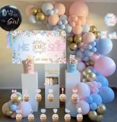 RRP £36 Set of 2 x SunBeauty Gender Reveal Decorations Balloons Arch Kit