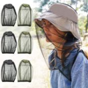 RRP £80 Set of 10 x 5 Pcs Midge Head Net Face Net Mesh Nylon Mosquito Head Net for Outdoor Hiking