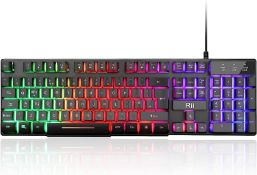 Set of 2 x Rii Gaming Keyboard, RK100 Plus Rainbow LED Backlit Keyboard Mechanical Feeling