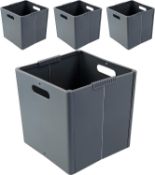 RRP £27.99 Zerdyne Set of 4 Plastic Storage Cube, Foldable Storage Cubes Basket, Gray
