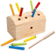 RRP £72 Set of 6 x JZK Wooden magnetic insect catch game toy, hand eye coordination toy for kids