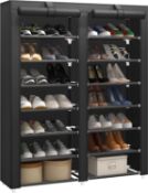 RRP £23.99 JIUYOTREE 7-Tier Shoe Rack with Dustproof Cover, Shoe Storage Organiser,Closet Shoe