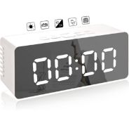 RRP £36 Sey of 3 x Keniy Creative Digital Mirror Alarm LED Bedside Clock Voice Control