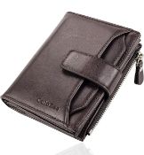 RRP £30 Set of 2 x ColoZee Men's Wallet UK Genuine Leather RFID Blocking Wallet, Dark Brown