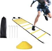 JZK 6M speed ladder agility ladder, cones and pegs set, adjustable sports ladder for agility drills,