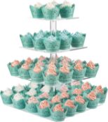 RRP £26.99 CECOLIC Cupcake Stand 4 Tier Square Cupcake Holder Clear Acrylic Cup Cake Display Stand