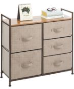 RRP £59.99 mDesign Chest of Drawers – Set of Drawers with Textured Print and Wooden Top – Clothing