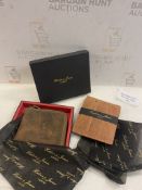Set of 2 x Designer Hudson & James London Real Leather Small Zippered Mens Women Wallet Slim