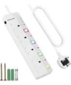 Dewenwils 4 Way Surge Protected Extension Lead with Individual Switches 3M Cable