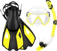 RRP £39.99 Snorkel Set Adults, Rtdep 3 Piece Diving Set with Flippers, Mask and Snorkel Set for