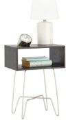 RRP £39.99 mDesign Side Table — Nightstand with Wooden Shelf - Chic Living Room Storage Table