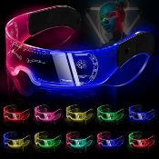 RRP £30 Set of 3 x Aodaer Luminous Glasses 7 Colour LED Light Up Glasses Cyberpunk LED Visor Glasses