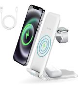 RRP £21.99 Deteng Wireless Charger 3-In-1 Fast Wireless Charger 15W Foldable Charging Stand