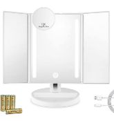 Auxmir Trifold 1X/ 10X Magnifying Mirror Makeup Touchscreen Light Up Vanity Mirror