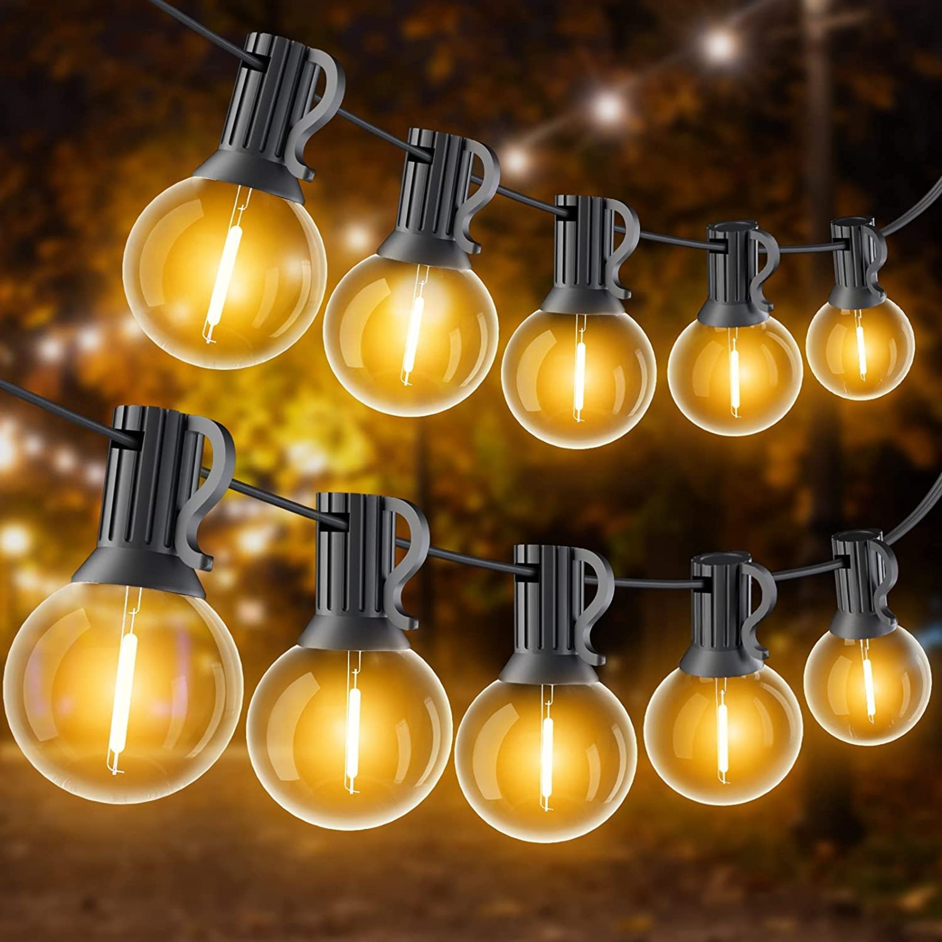 RRP £36.99 Outdoor Festoon Lights Mains Powered 15M/50FT, Garden Lights Outdoor LED String Lights