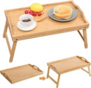Bamboo Bed Table Tray With Legs Folding Table for Breakfast