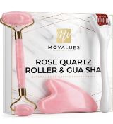 RRP £37.99 Rose Quartz Face Roller Derma Roller Gua Sha Massage Tool 3-In-1 Beauty Skin Care
