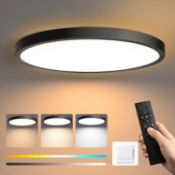 EDISHINE LED Ceiling Light for Living Room, 28W Dimmable Black Ceiling Light with Remote Control