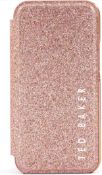 RRP £30 Ted Baker Mirror Folio Case for iPhone 13/14 - Rose Gold Glitter
