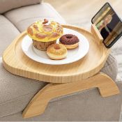 RRP £25.99 Sitremen Bamboo Sofa Arm Tray Table with Rotating Mobile Holder Armrest Tray