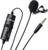 Boya BY-M1 Clip-On Microphone for DSLR Camera/Smartphone/Camcorder/Audio Recorders - Black,