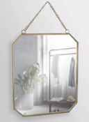 RRP £28 Set of 2 x GreyZouq Vintage Style Rectangular Metal Framed Mirror with Chain