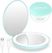 RRP £32 Set of 2 x wobsion Led Compact Mirror,Rechargeable 1x/10x Magnification Compact Mirror