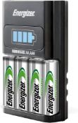 RRP £31.99 Energizer 1 Hour Battery Charger for AA Batteries and AAA Batteries with 4 Rechargeable